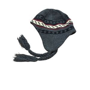 G.H.‎ Bass Earflap Beanie Lined Tassels Grey White Black Burgundy Winter Ski